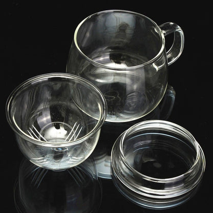 Clear Glass Tea Infuser Mug Set 350ml by HitMyNeed