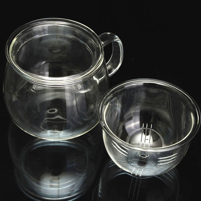 Clear Glass Tea Infuser Mug Set 350ml by HitMyNeed