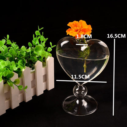 Clear Heart Glass Vase for Flowers and Home Decor by HitMyNeed