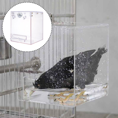 Clear Plastic Bird Bath for Cage Front Doors by HitMyNeed