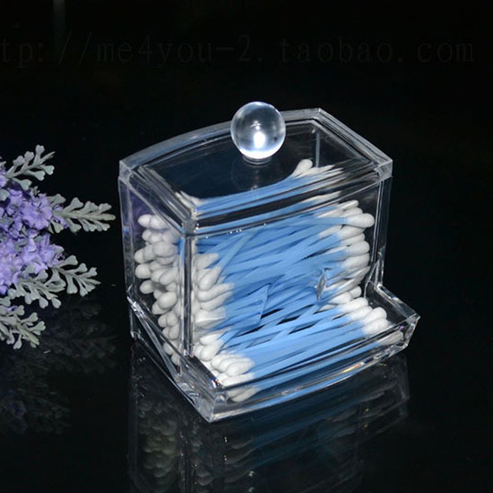 Clear Plastic Cotton Bud Dispenser with Lid by HitMyNeed