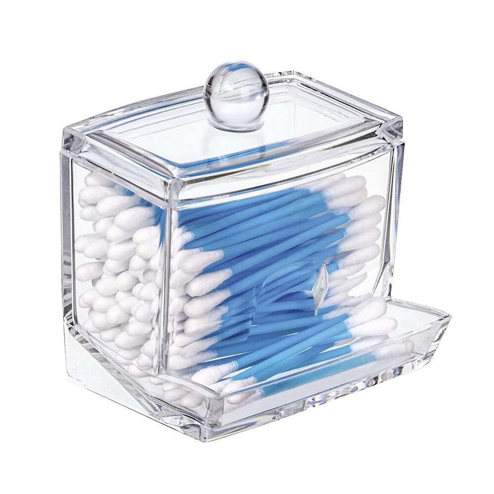 Clear Plastic Cotton Bud Dispenser with Lid by HitMyNeed