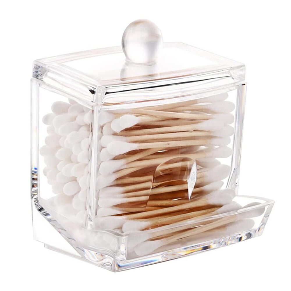 Clear Plastic Cotton Bud Dispenser with Lid by HitMyNeed
