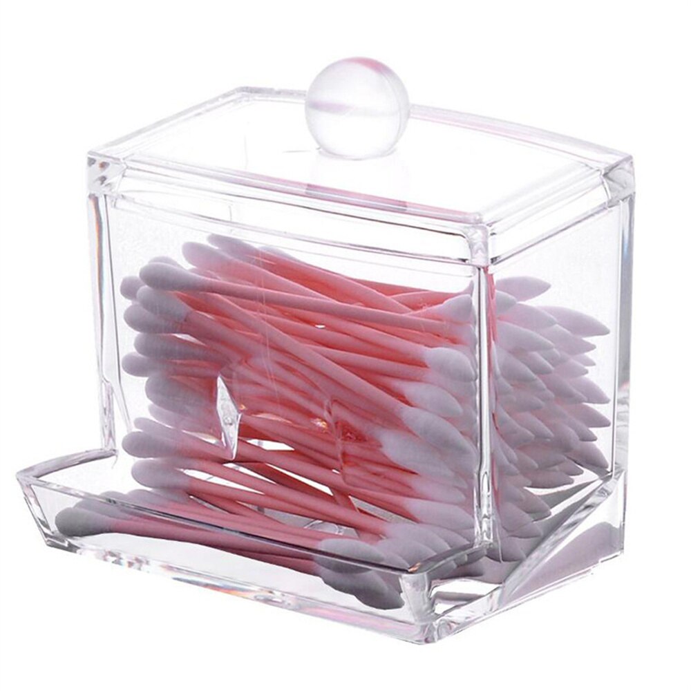 Clear Plastic Cotton Bud Dispenser with Lid by HitMyNeed