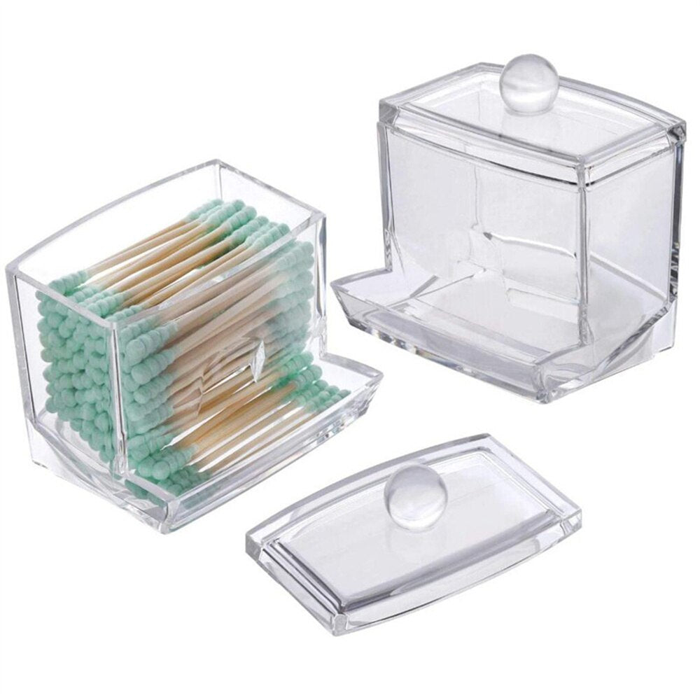 Clear Plastic Cotton Bud Dispenser with Lid by HitMyNeed