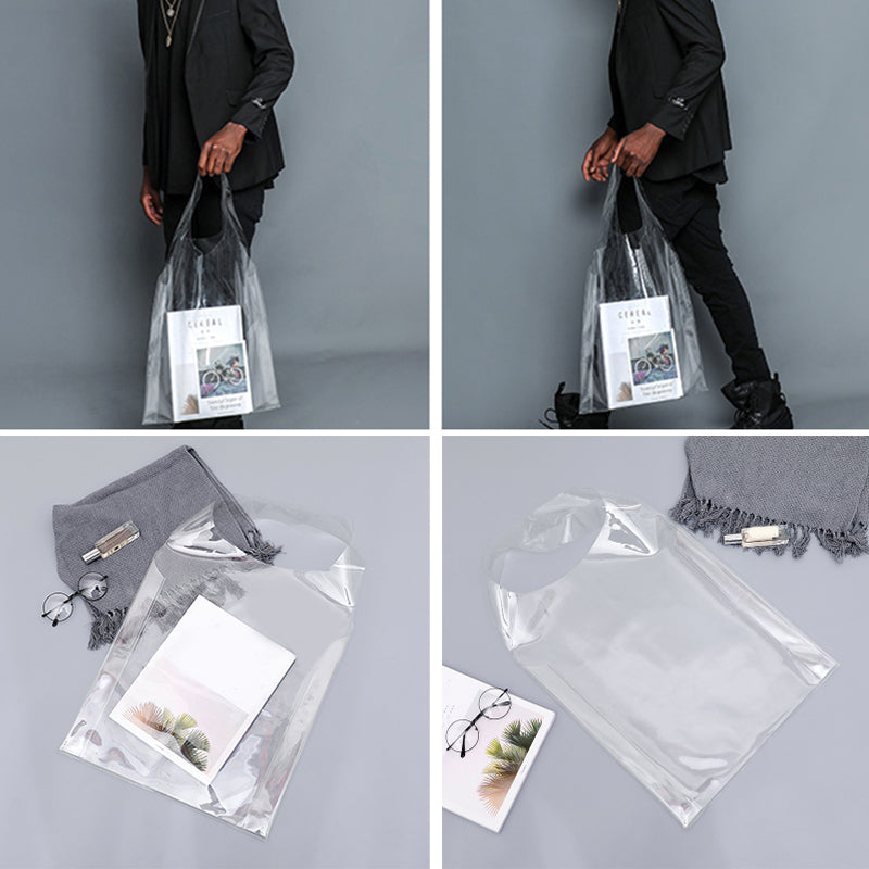 Clear PVC Tote Bag with PU Leather Handles by HitMyNeed