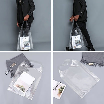Clear PVC Tote Bag with PU Leather Handles by HitMyNeed