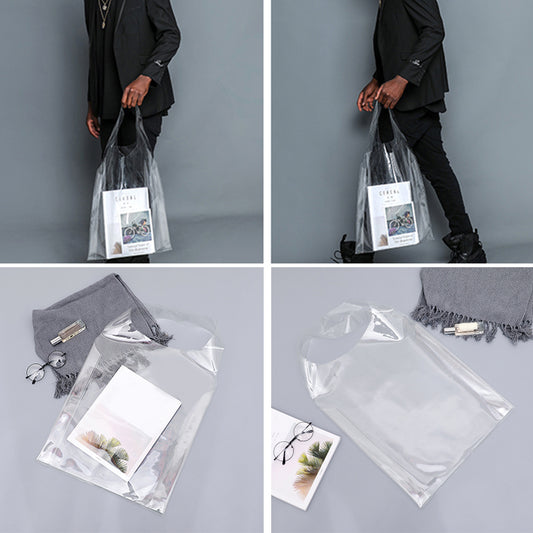 Clear PVC Tote Bag with PU Leather Handles by HitMyNeed