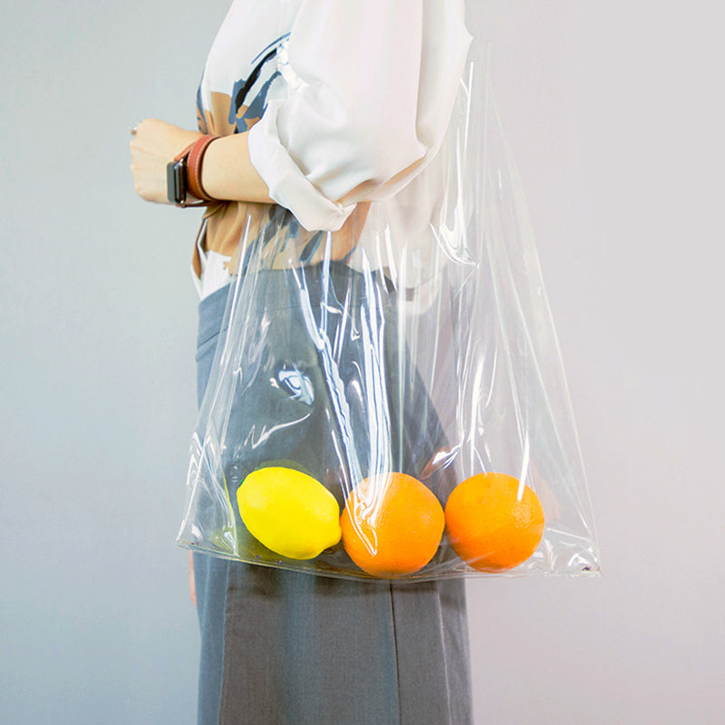 Clear PVC Tote Bag with PU Leather Handles by HitMyNeed