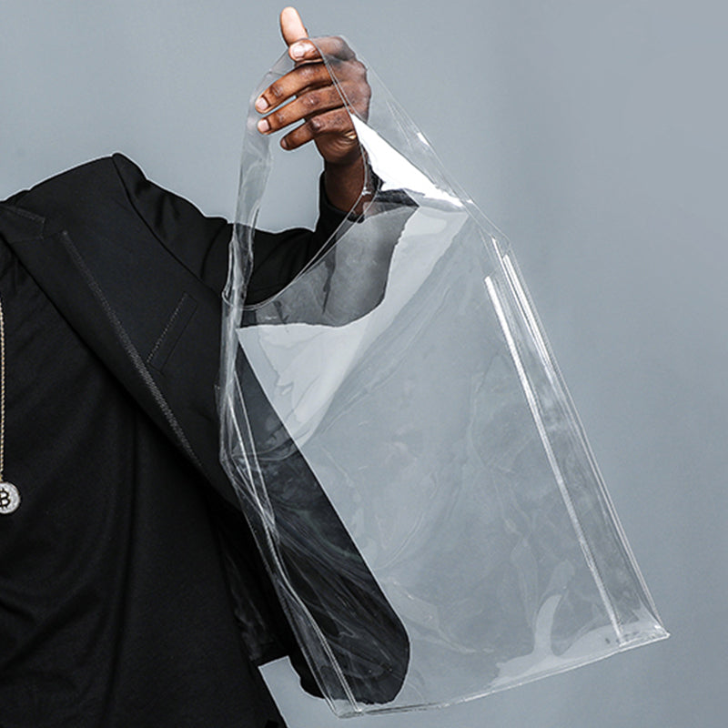 Clear PVC Tote Bag with PU Leather Handles by HitMyNeed