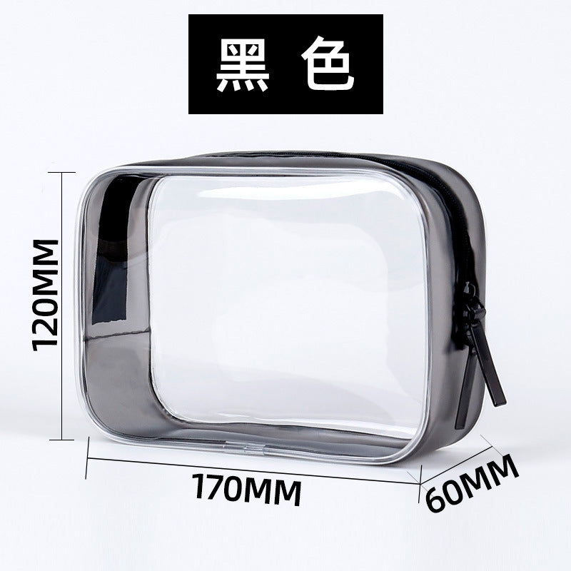Clear PVC Zipper Travel Toiletry Bag black by HitMyNeed