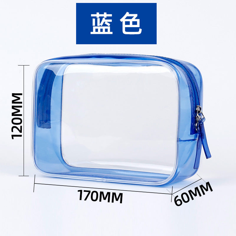 Clear PVC Zipper Travel Toiletry Bag blue by HitMyNeed