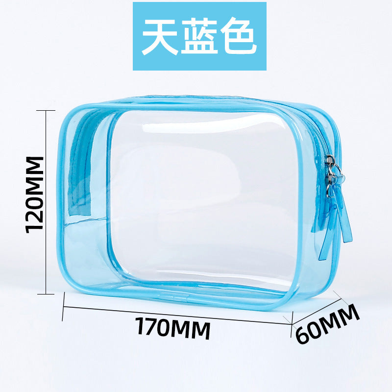 Clear PVC Zipper Travel Toiletry Bag light-blue by HitMyNeed