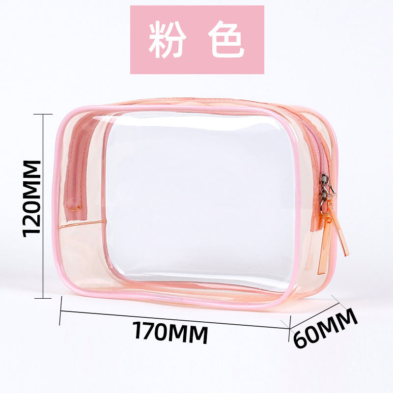 Clear PVC Zipper Travel Toiletry Bag pink by HitMyNeed