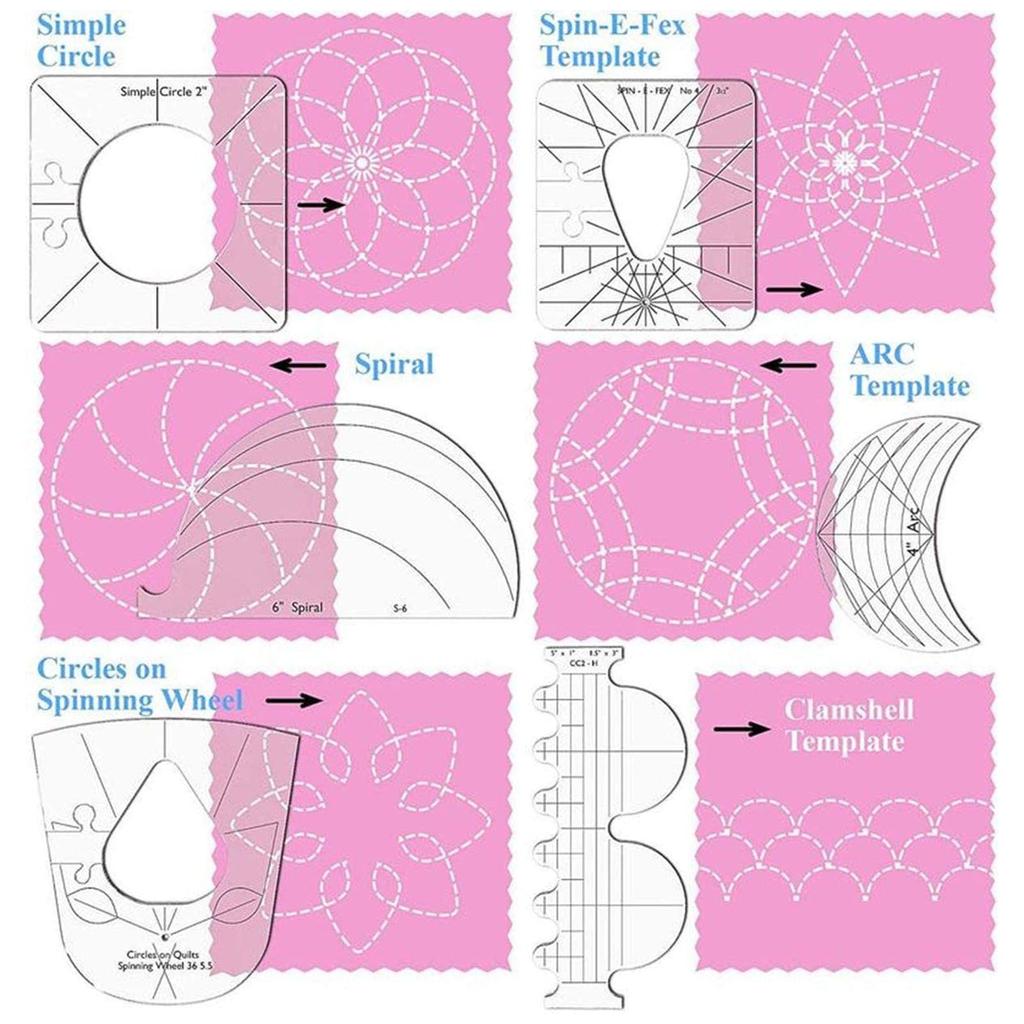 Clear Quilting Acrylic Template Set (6 Pieces) by HitMyNeed