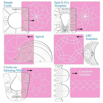 Clear Quilting Acrylic Template Set (6 Pieces) by HitMyNeed