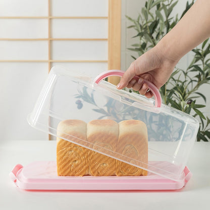 Clear Rectangular Plastic Cake Carrier with Handle by HitMyNeed