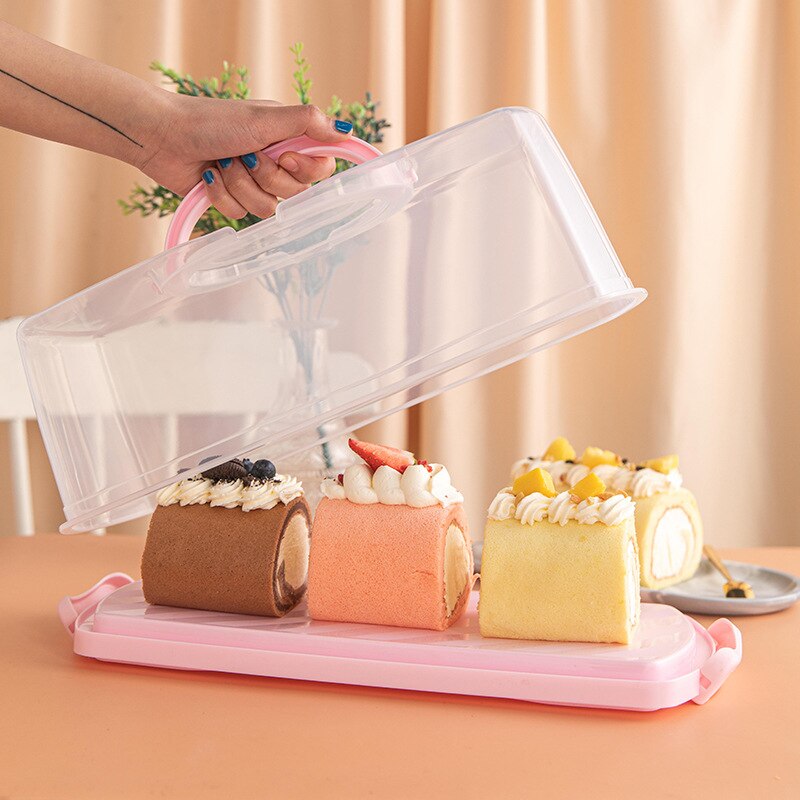 Clear Rectangular Plastic Cake Carrier with Handle by HitMyNeed