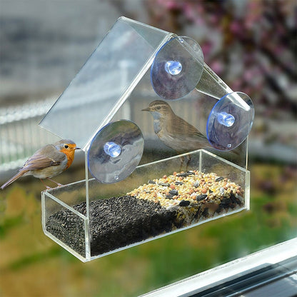 Clear Window Bird Feeder House with Strong Suction Cups by HitMyNeed