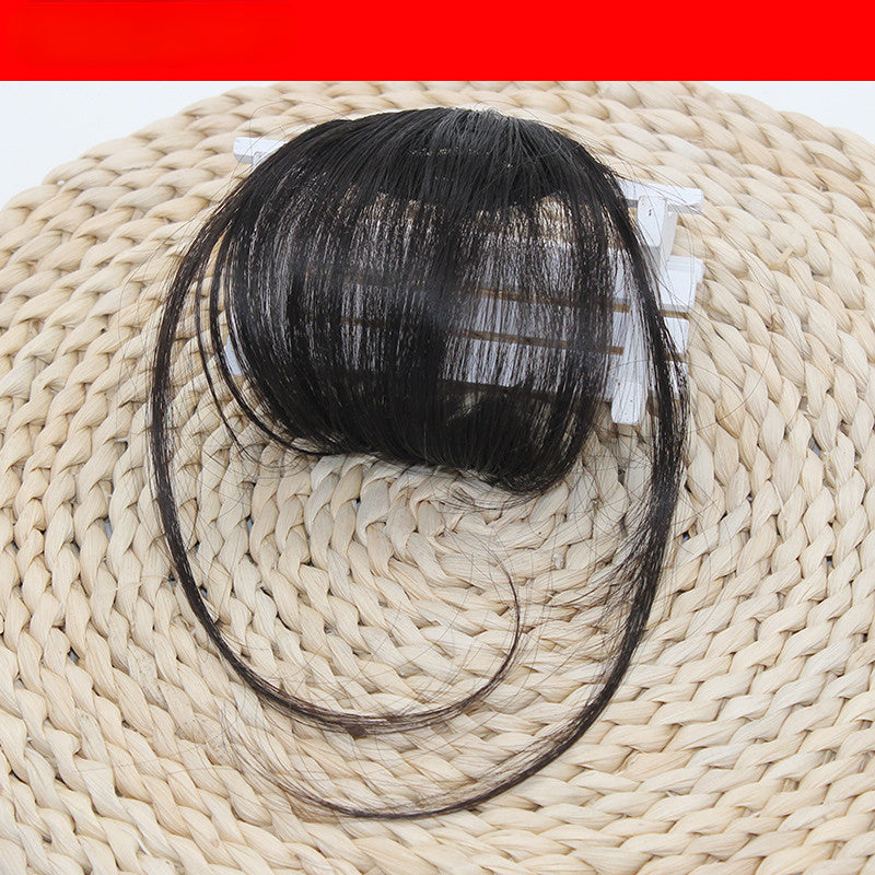 Clip-In Fake Air Bangs Synthetic Fringe Hairpiece black-brown by HitMyNeed