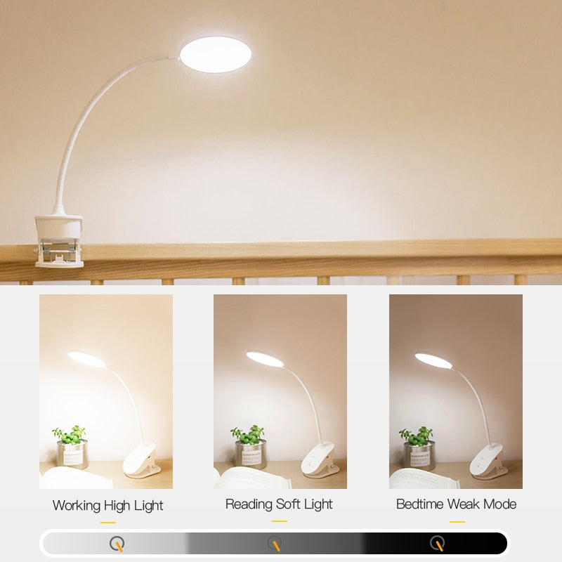 Clip On Reading Lamp with 3 Light Modes by HitMyNeed