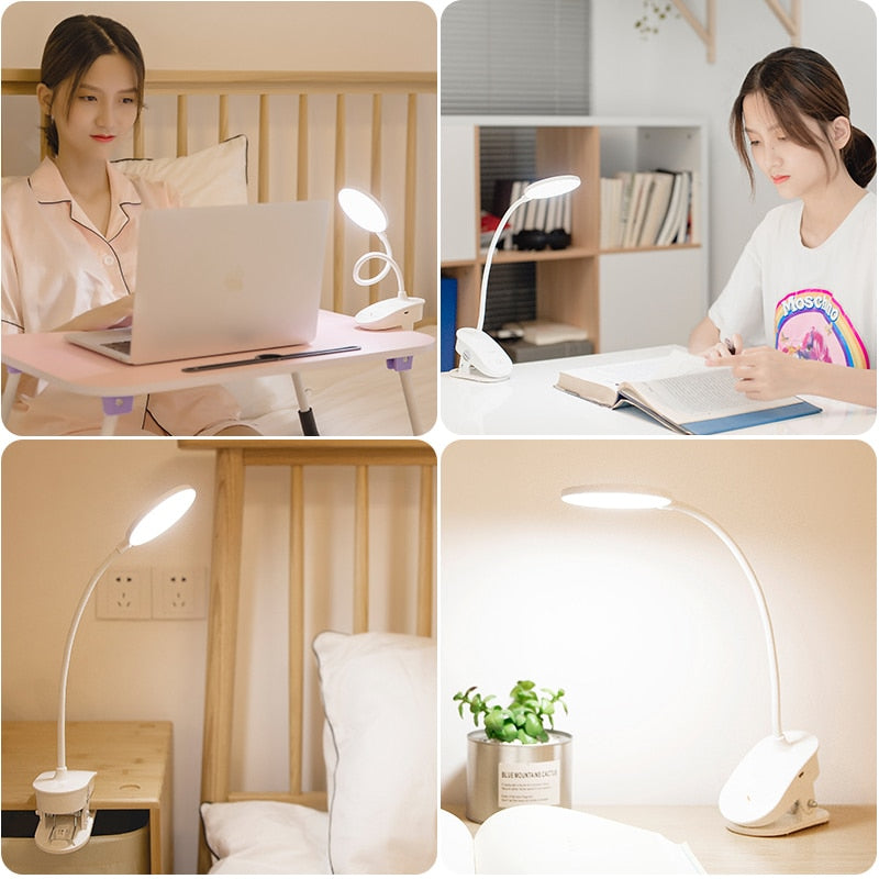 Clip On Reading Lamp with 3 Light Modes by HitMyNeed