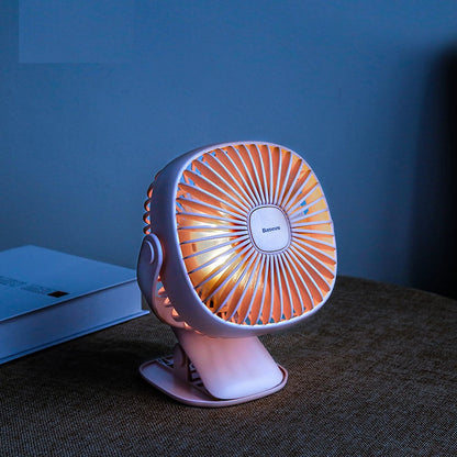 Clip-On Rechargeable Desk Fan with LED Light by HitMyNeed