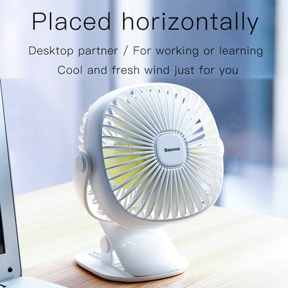 Clip-On Rechargeable Desk Fan with LED Light by HitMyNeed