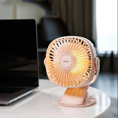 Clip-On Rechargeable Desk Fan with LED Light by HitMyNeed
