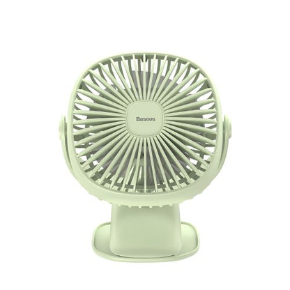 Clip-On Rechargeable Desk Fan with LED Light green by HitMyNeed