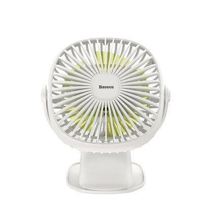 Clip-On Rechargeable Desk Fan with LED Light white by HitMyNeed