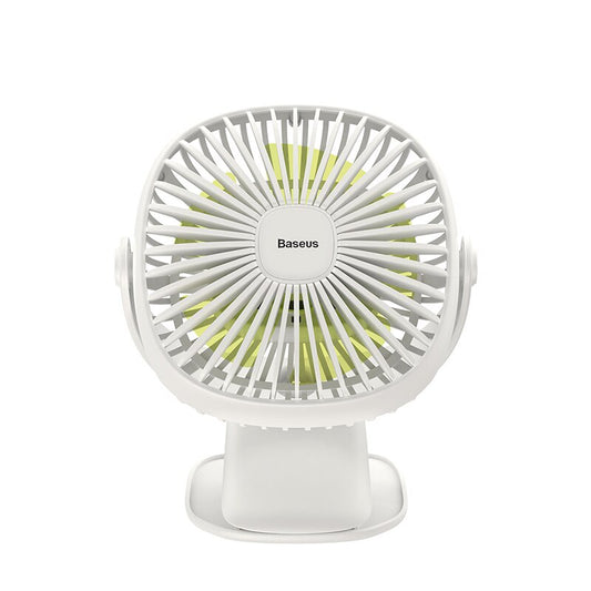 Clip-On Rechargeable Desk Fan with LED Light white by HitMyNeed
