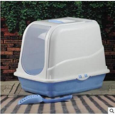 Closed Cat Litter Box with Scoop and Flap Door by HitMyNeed