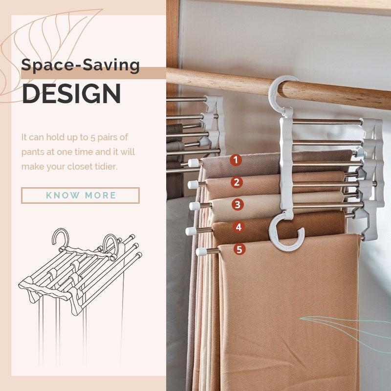 Closet Pants Hanger Space Saver with 5-Tier Design by HitMyNeed
