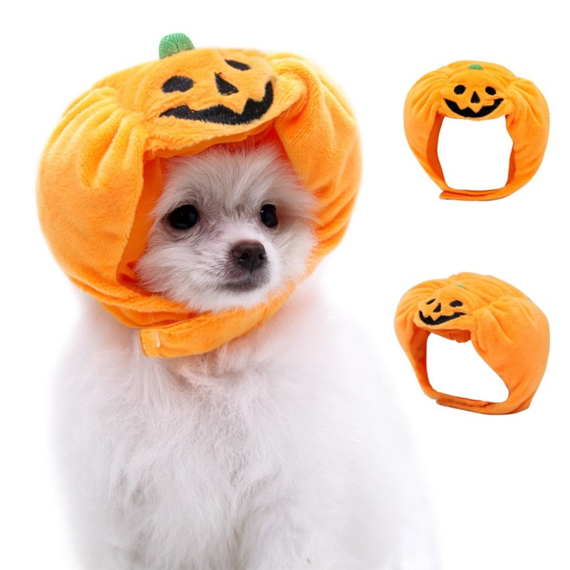 Cloth Dog Pumpkin Hat Headdress for Pets by HitMyNeed