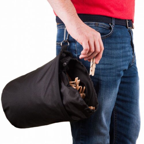 Clothespin Drawstring Bag with Hook, 600D Oxford by HitMyNeed