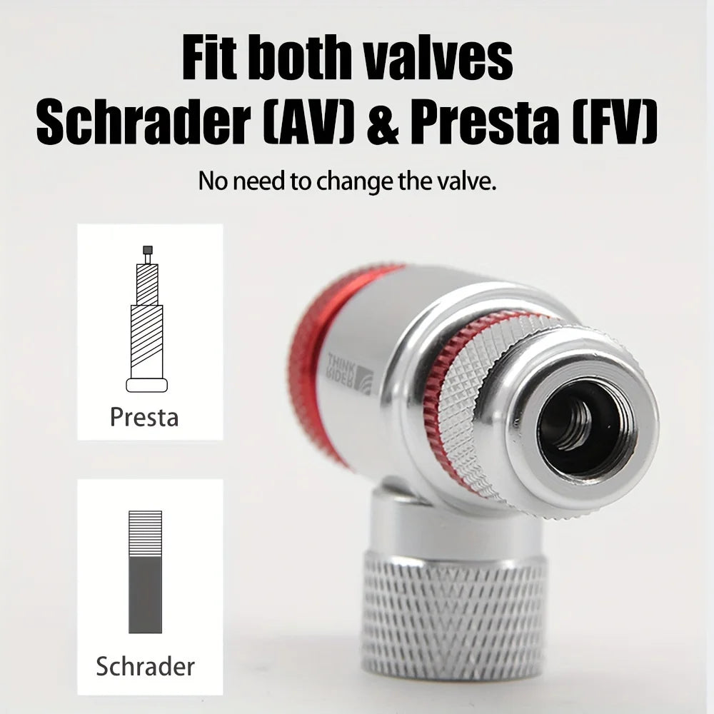 CO2 Bike Pump with Schrader & Presta Adapter Mini by HitMyNeed