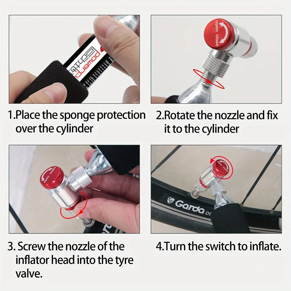 CO2 Bike Pump with Schrader & Presta Adapter Mini by HitMyNeed