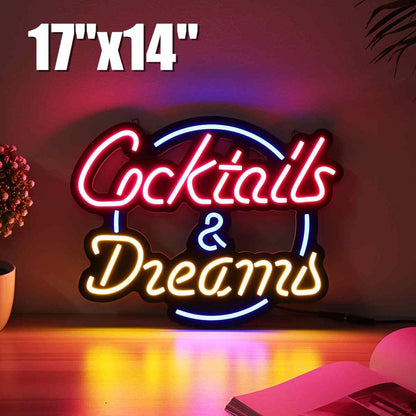 Cocktails & Dreams Neon Bar Sign 43 x 35 cm by HitMyNeed