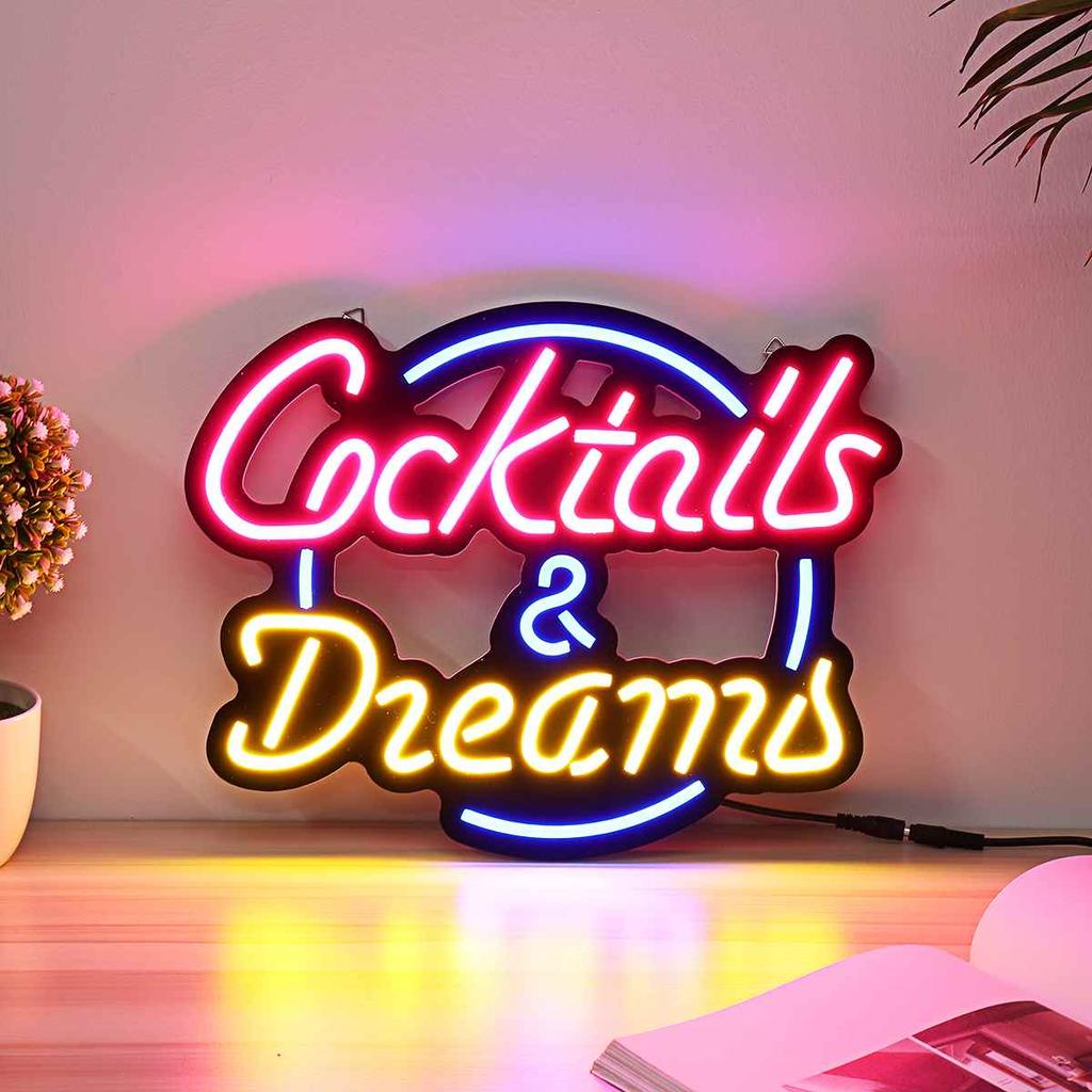 Cocktails & Dreams Neon Bar Sign 43 x 35 cm by HitMyNeed