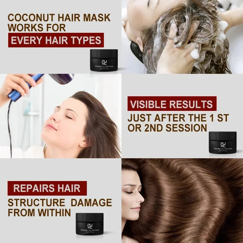 Coconut Oil Keratin Collagen Deep Repair Hair Mask by HitMyNeed