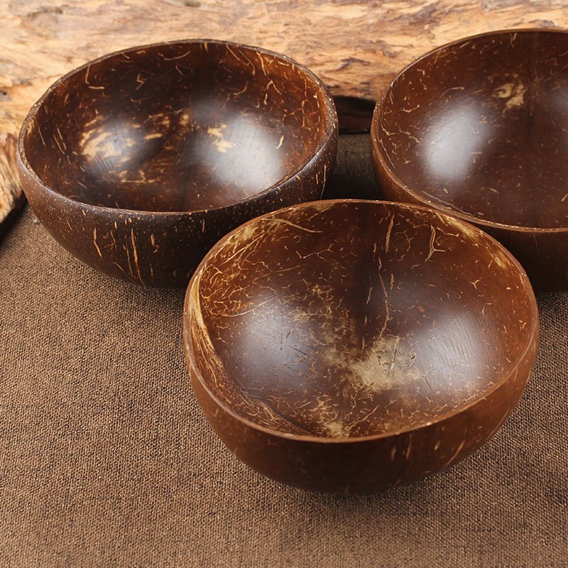 Coconut Shell Wooden Fruit Bowl 12-14 cm by HitMyNeed