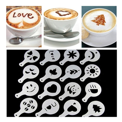 Coffee Art Stencil Set, 16 Designs, 8.5cm by HitMyNeed