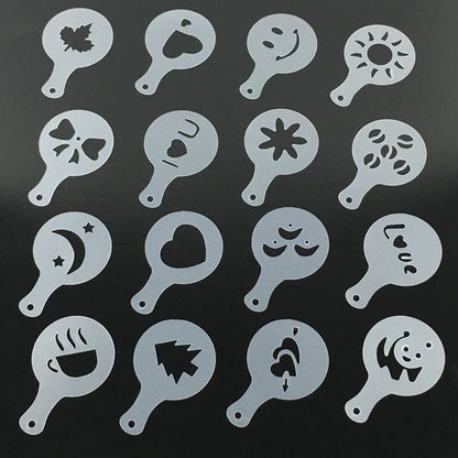 Coffee Art Stencils Set, 16pcs Food-Grade PP Templates by HitMyNeed