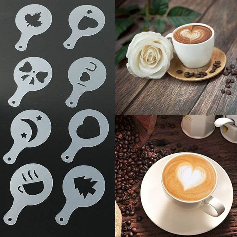 Coffee Art Stencils Set, 16pcs Food-Grade PP Templates by HitMyNeed