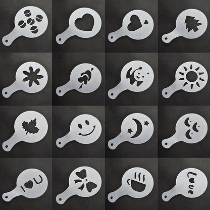 Coffee Art Stencils Set, 16pcs Food-Grade PP Templates by HitMyNeed