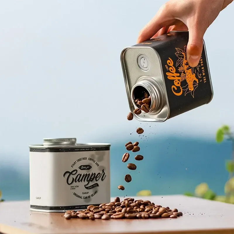 Coffee Bean Sealed Camping Tin Canister 9.5×8.6×6.9cm by HitMyNeed