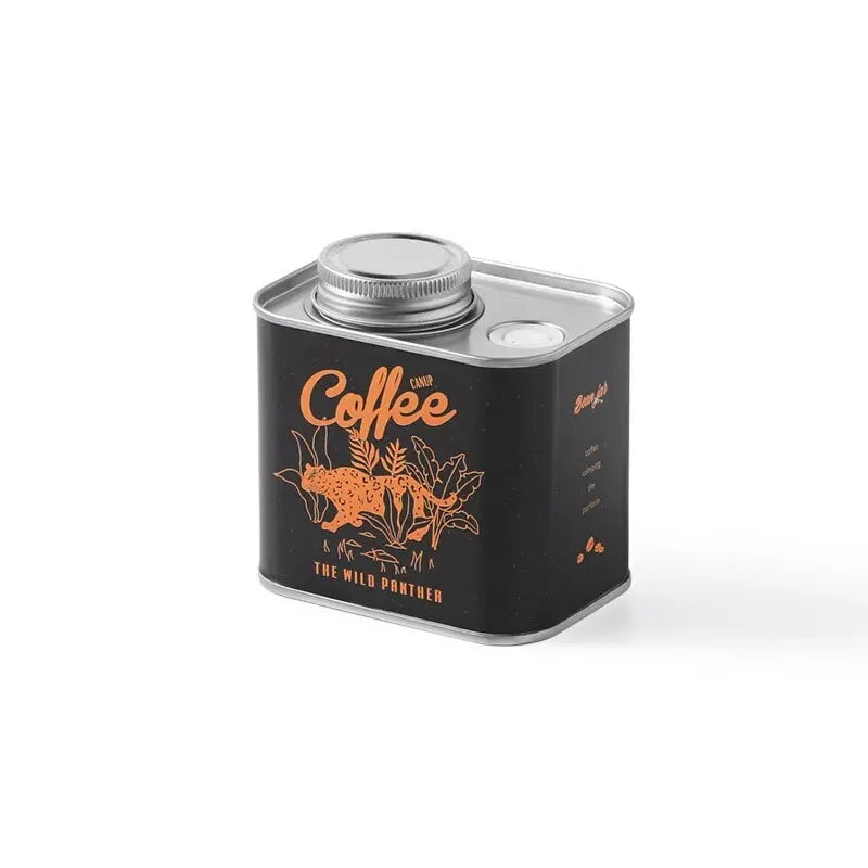 Coffee Bean Sealed Camping Tin Canister 9.5×8.6×6.9cm black by HitMyNeed