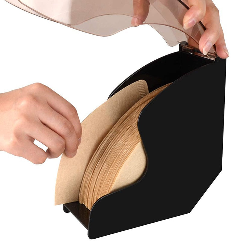 Coffee Filter Holder with Lid, Acrylic Container by HitMyNeed