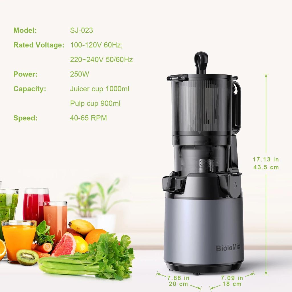 Cold Press Juicer with Wide Chute & High Juice Yield by HitMyNeed